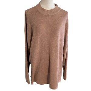 FREE PEOPLE BEACH FP Cozy Tan Brown Knit Sweater Oversized Sz S Relaxed Fit M L